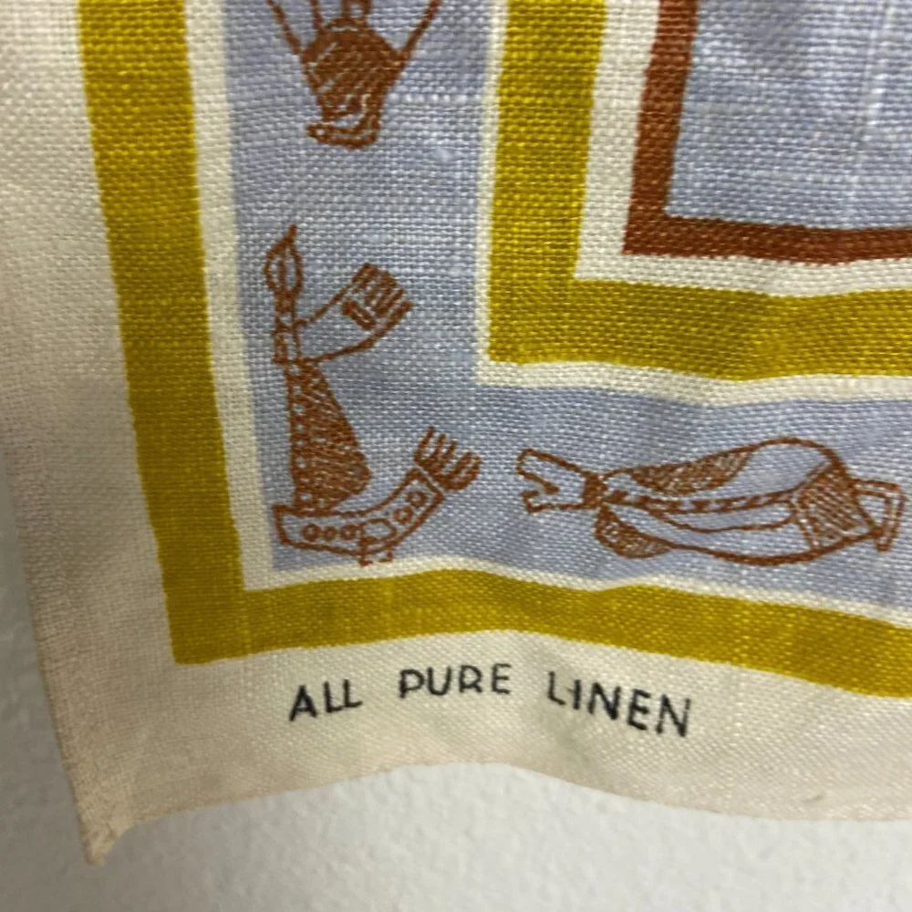 Vintage NEW Australian Aboriginal Tea Towel Pure Linen 21